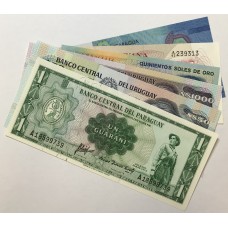 WORLD BANKNOTES . AMAZING LOT . NICARAGUA, PERU, URUGUAY and MORE